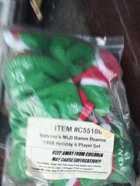 Salvinos MLB BAMM BEANOS 1998 HOLIDAY SET OF 6 NEW OLD STOCK NEW IN SHIPPERS BAG